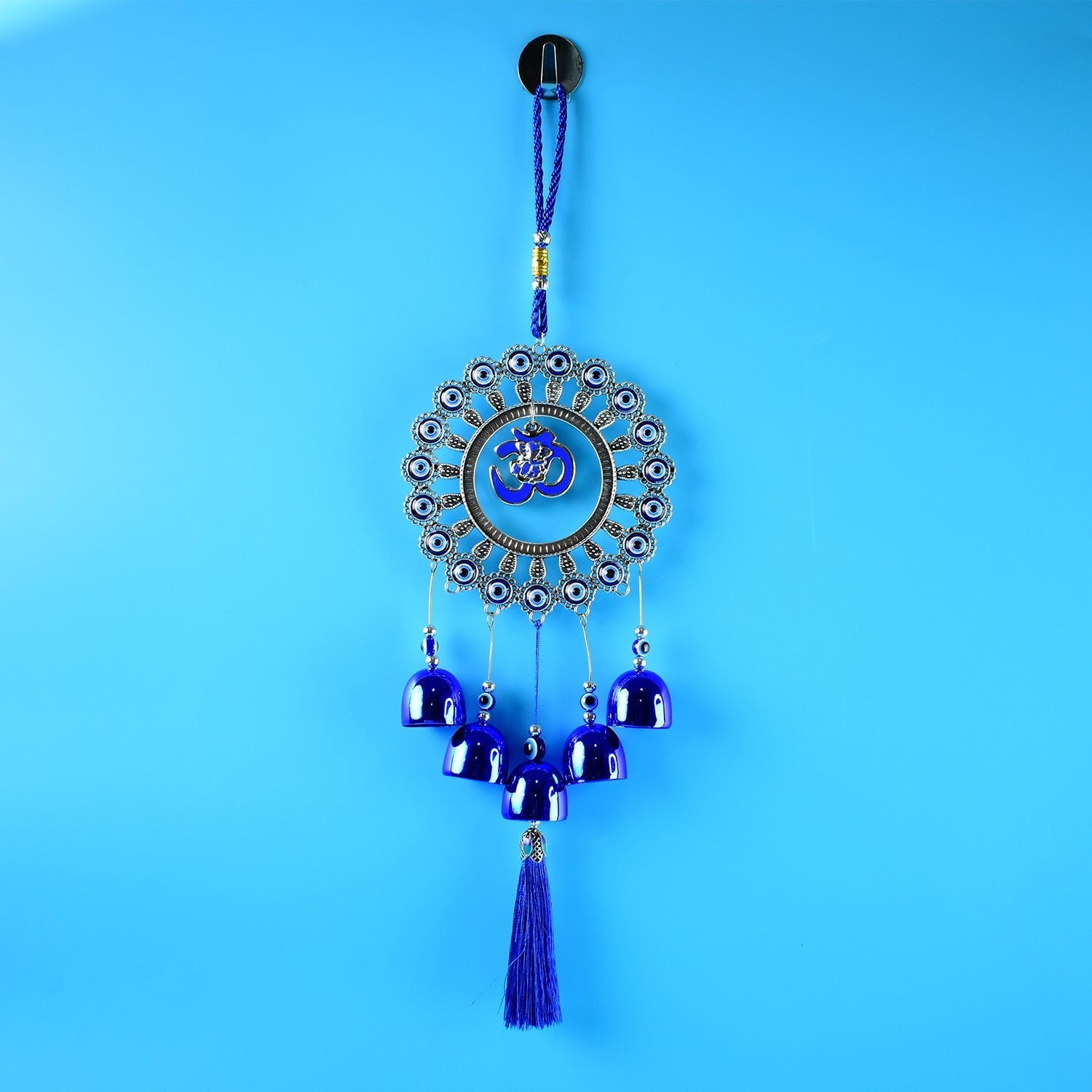 Hanging OM Wind Chime with Evil Eye Protection Charm