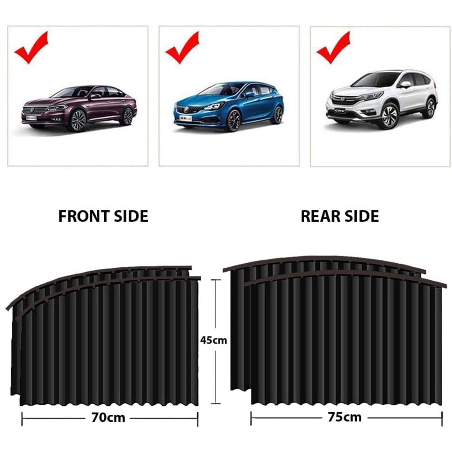 Car Window Curtain Sunshade | 4 Pcs Set with Hooks & Tapes