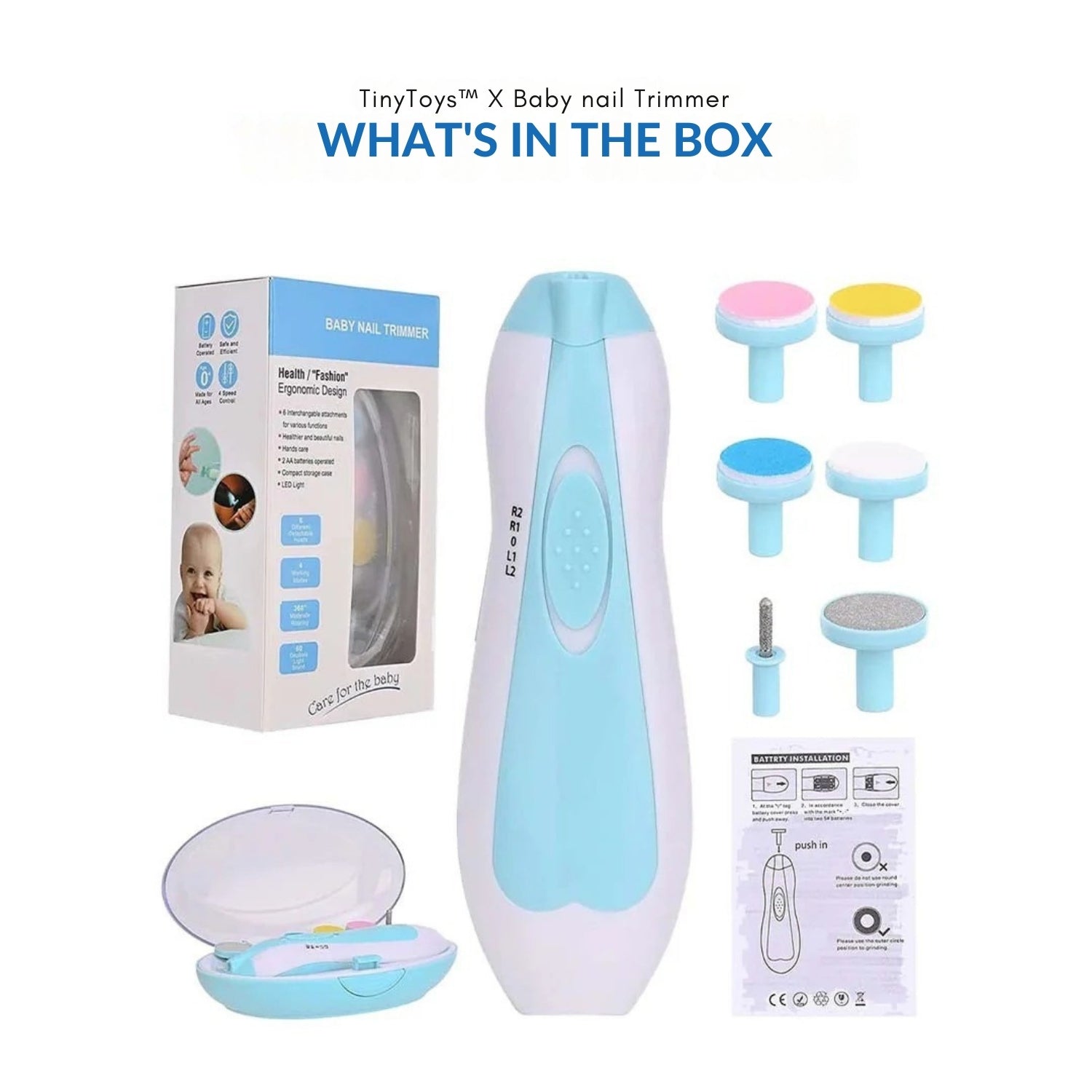 Electric Baby Nail Trimmer With Grinding Heads For Newborn Infant And Toddler