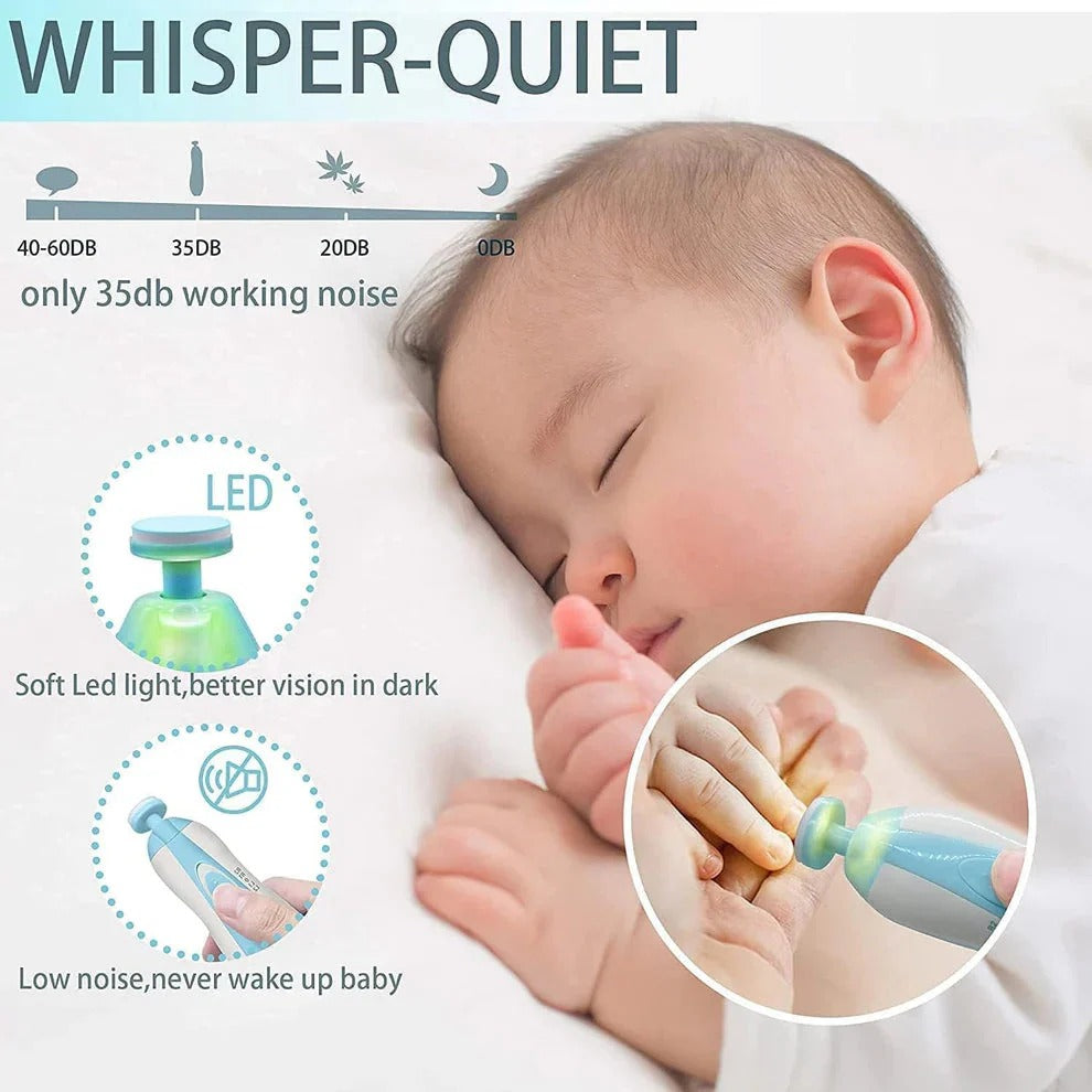 Electric Baby Nail Trimmer With Grinding Heads For Newborn Infant And Toddler