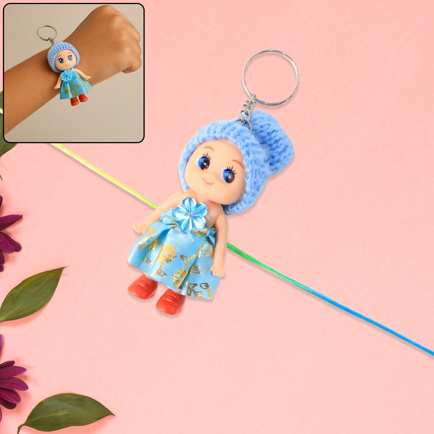 2-in-1 Kids Doll Rakhi cum Keychain – Stylish Soft Toy Rakhi for Raksha Bandhan & Daily Use as Bag or Key Ring (Mix Design)