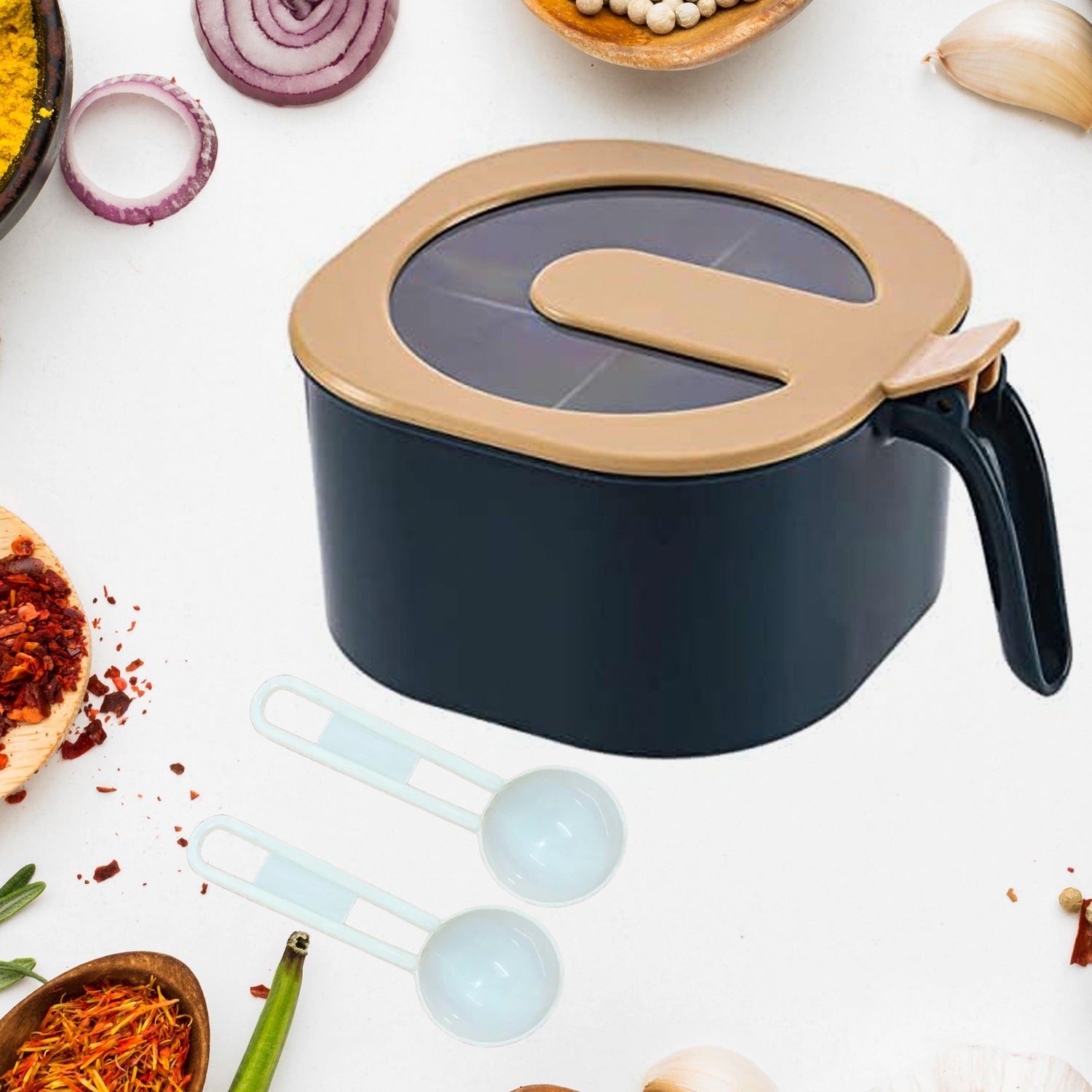Fancy 4-Section Masala Box for Kitchen Storage (Spice Container)