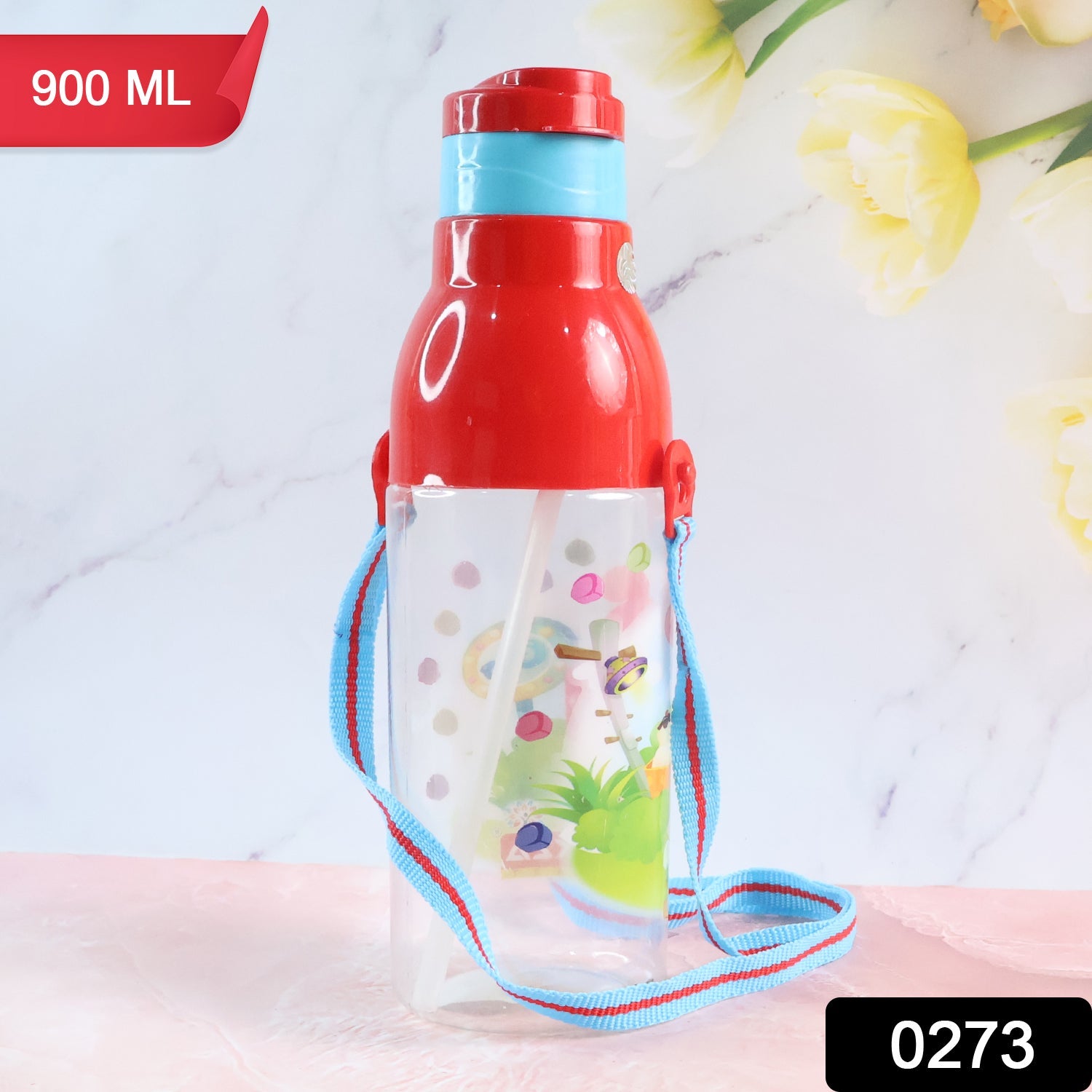 900ml Insulated Water Bottle with Dori & Straw: Leakproof, BPA-Free, Sports Bottle