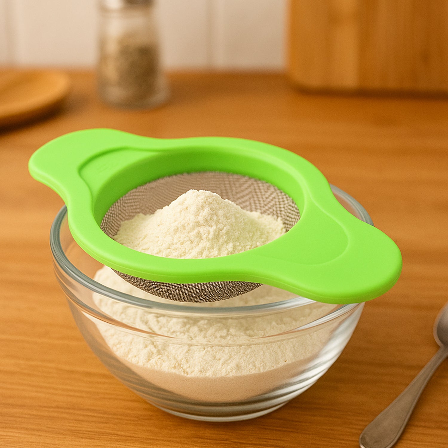 Supermom Stainless Steel Mesh Strainer with Dual Handle Plastic Frame (1 Pc)