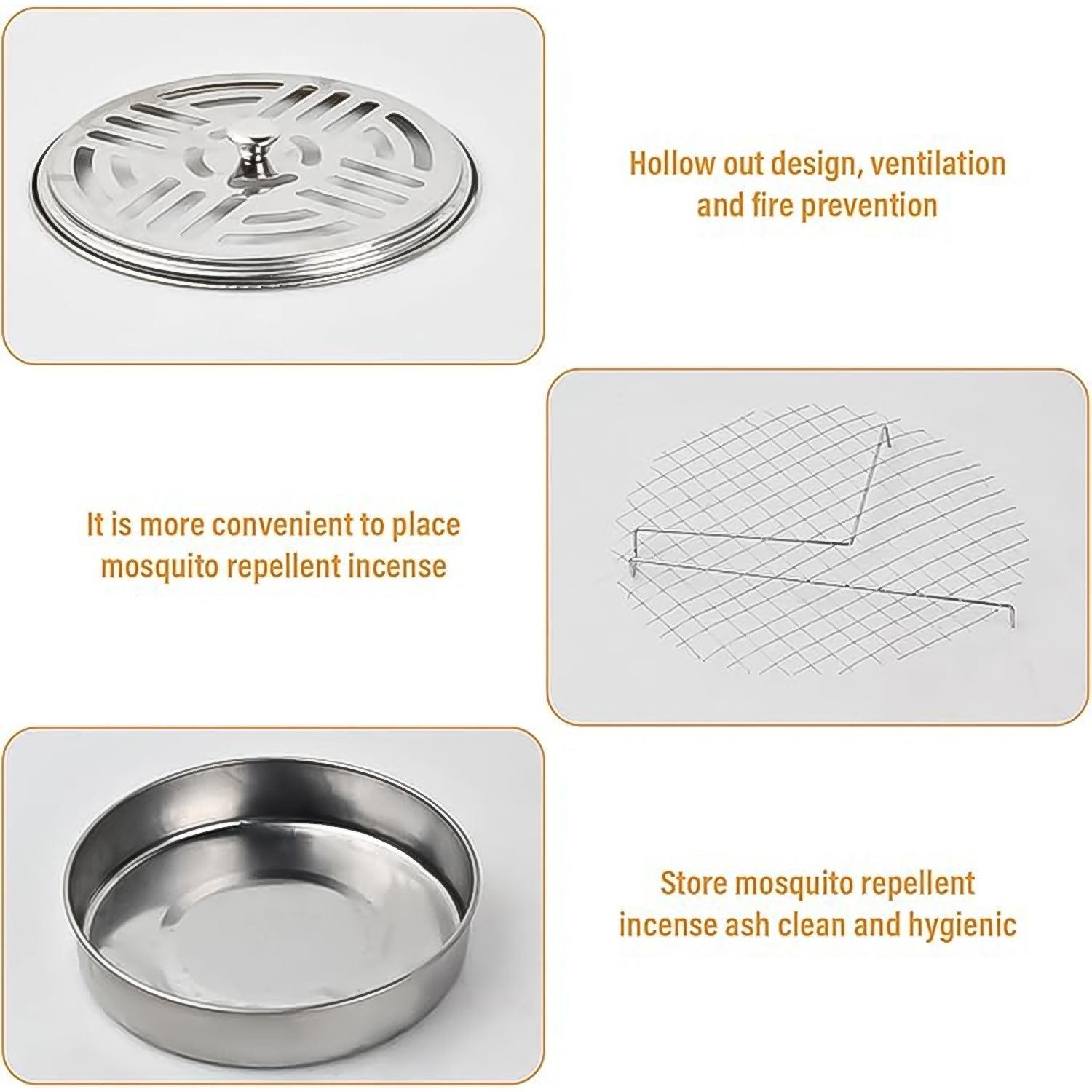 Decorative Mosquito Coil Holder Mosquito Coil Container, Incense Holder Safe Burning Coil Tray for Home Patio Pool Side Outdoor, Metal Tray