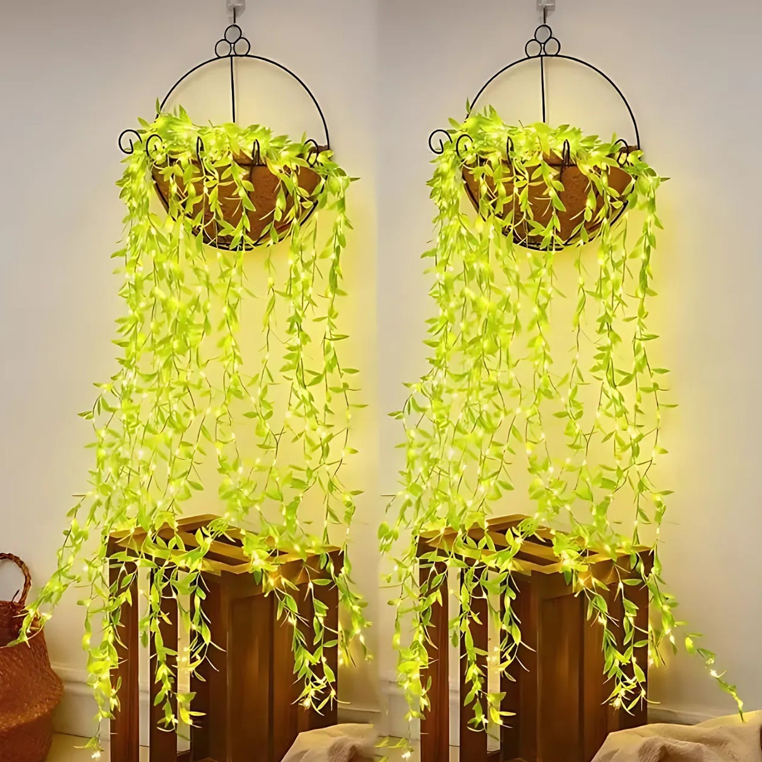 Green Artificial Leaf Fairy Light String