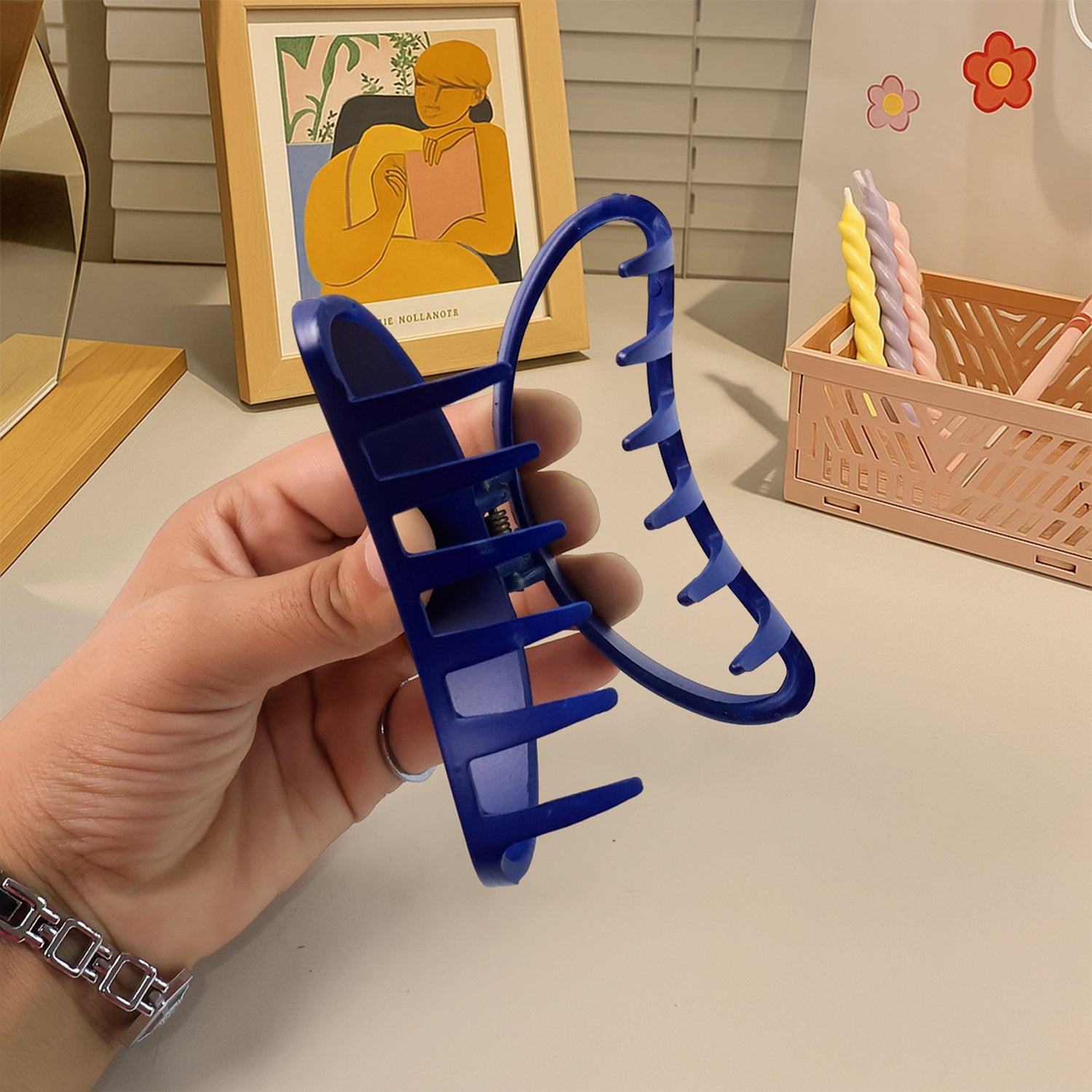 Plastic Hair Clamp Grip, Simple Matte Hair Barrette Clamp (12 Pc)